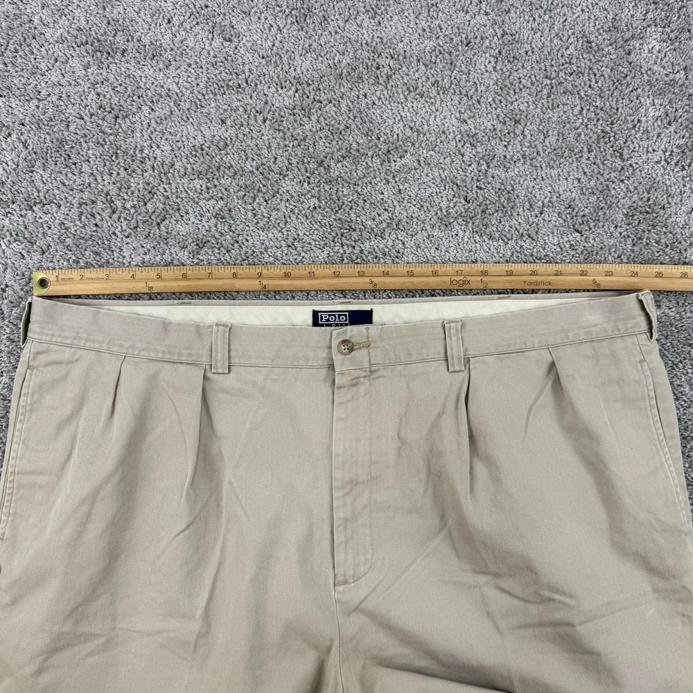 Vintage Polo Ralph Lauren Tyler Shorts Men's 48 Beige Pleated Preppy Chino